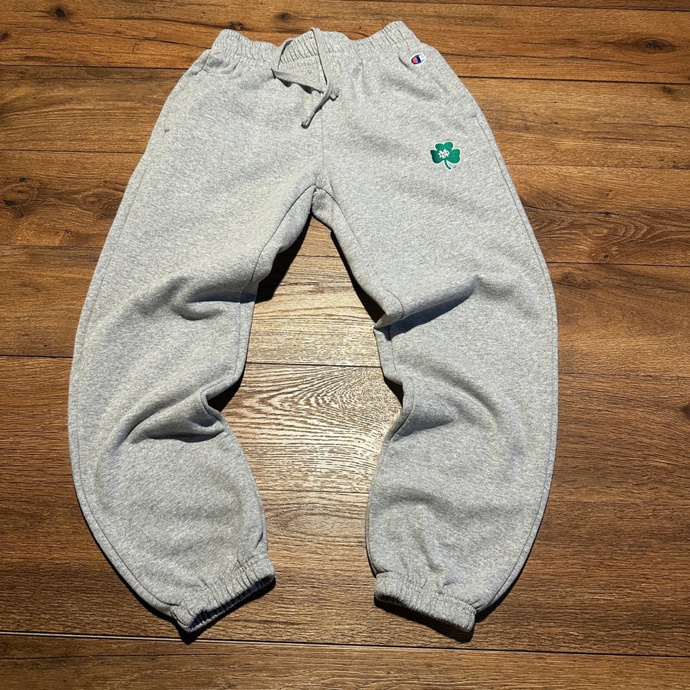 Champion Gray Notre Dame Fighting Irish Shamrock Sweatpants Unisex XS